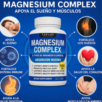 Magnesio 8 en 1: Un solo suplemento, 8 beneficios que transforman tu vida.