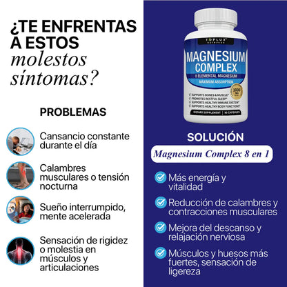 Magnesio 8 en 1: Un solo suplemento, 8 beneficios que transforman tu vida.